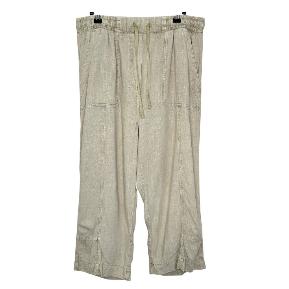 Next Light Sage Green Linen Blend Crop Pants, 10